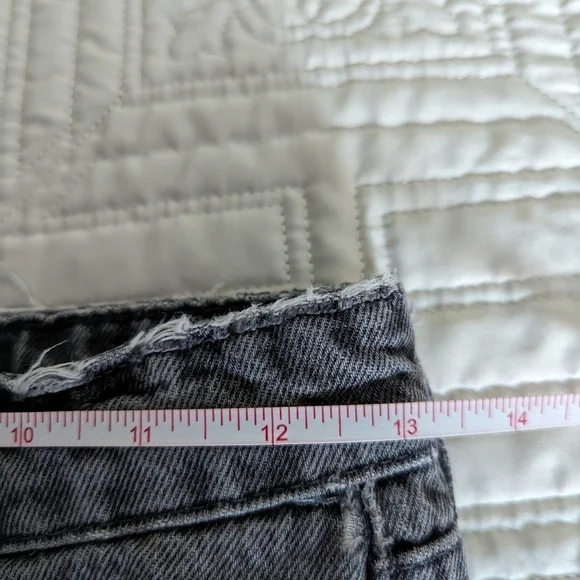 ZARA Dark Grey Boyfriend Fit Raw Hems High Rise Casual Button Fly Jeans Size 24 - Picture 6 of 12